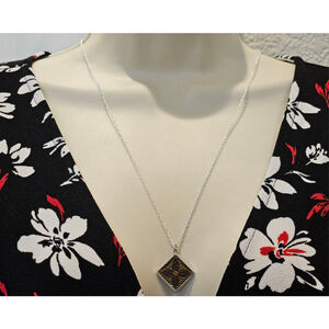 Louis Vuitton Pendant On 24" Silver Plated Necklace